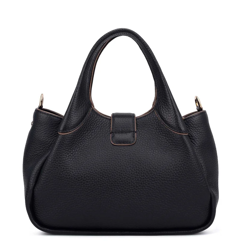 Da Milano Black Small Wax Leather Satchel - Black for Women | Best Price UAE